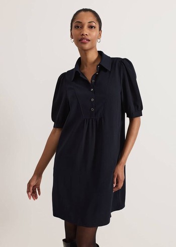 Phase Eight Claudia Button Swing Dress Navy Australia | VA4196582